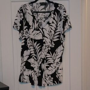 Lane Bryant Monochrome Floral Blouse